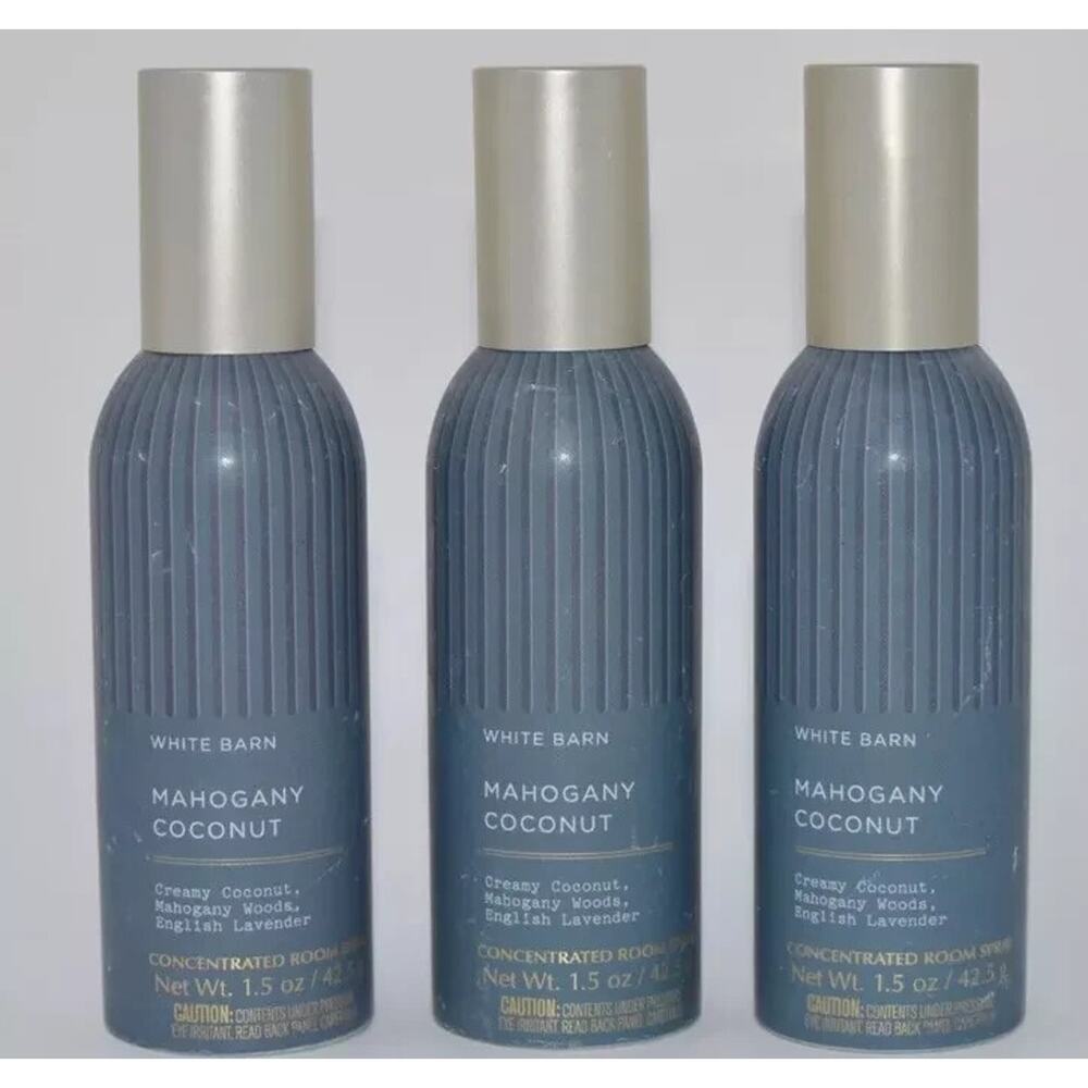 3x Bath & Body Works White Barn Mahogany Coconut Room Spray *FREE SHIPPING*